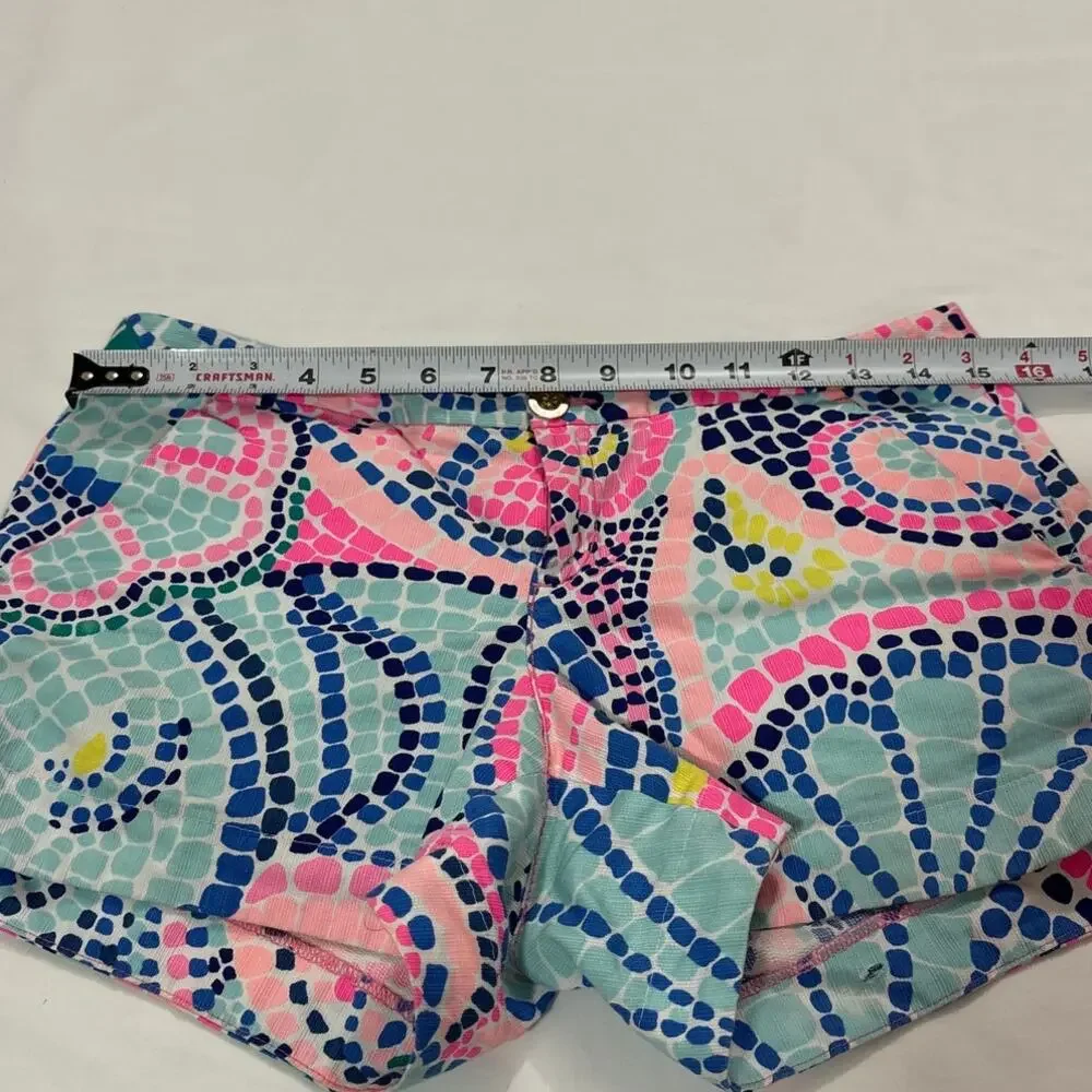 Lilly Pulitzer Womens 2 Cotton Adie Shorts Wave Print Summer Vacation Resortwear